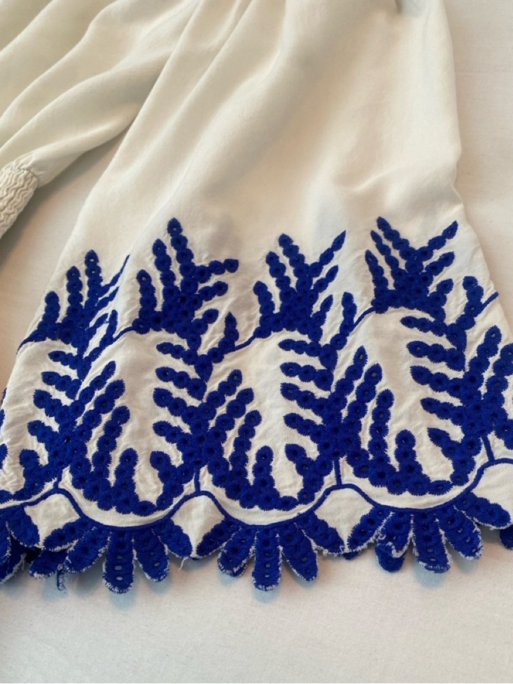 Ramy Brook Zena Embroidered Off Shoulder Mini Dress Blue and White Size XS - Picture 5 of 11